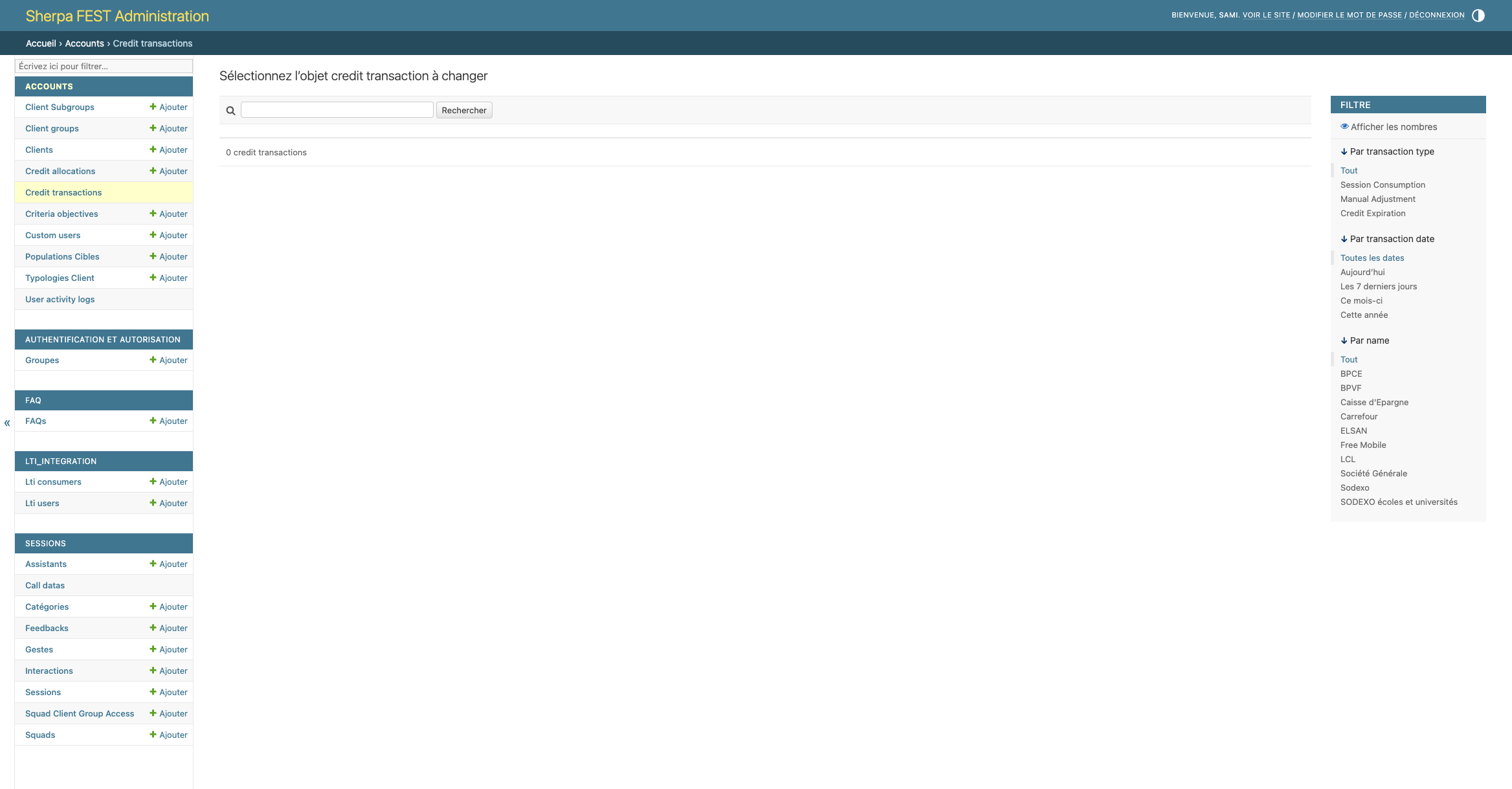 Transactions de crédits